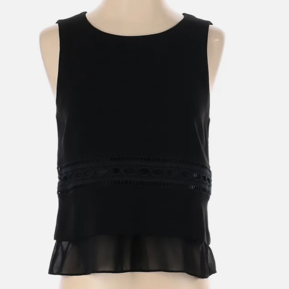 Club Monaco Black Sleeveless Two Layer Blouse